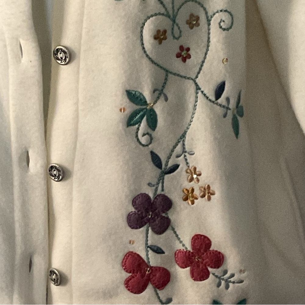 Alfred Dunner S Shacket White Ivory Embroidery Oversized Pockets CottageCore - Picture 7 of 10